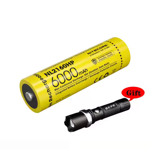 NL2160HP Battery 6000mAh 21.6Wh 3.6V 20A Battery Rechargeable Flashlight Battery With Free Flashlight