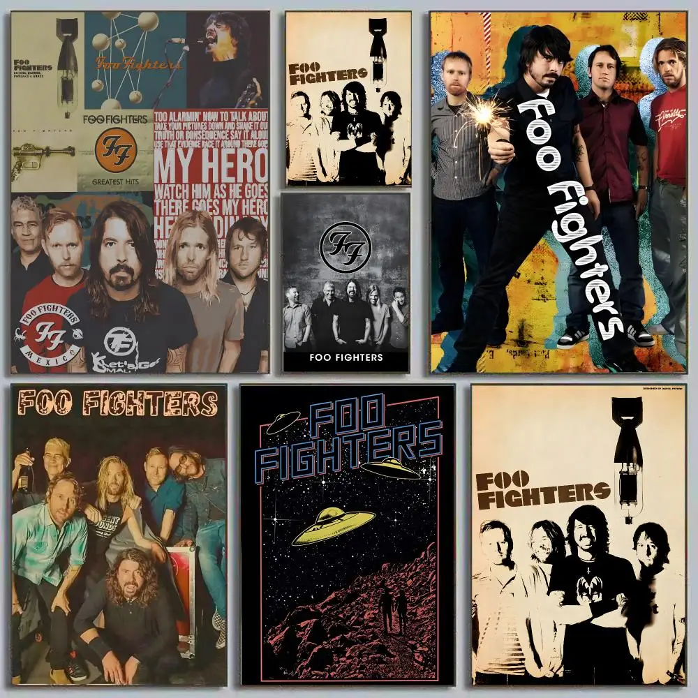 Band Grunge Rock Foo Fighters Painting Calligraphy Poster Eco-Friendly Decor Vintage Office Frameless Canvas