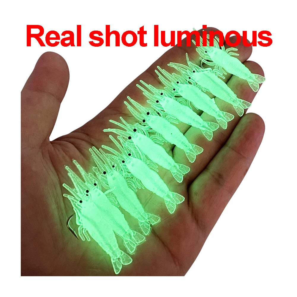 10Pcs 4cm 1.5g Soft Shrimp Shrimp Worm Shrimp Fishing Lure Tackle Luminous Wobbler Perch Carp Silicone Sharp Lure Artificial
