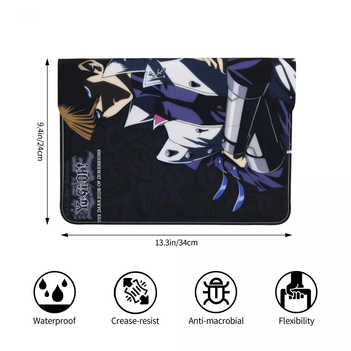 Blue-Eyes White Dragon Japanese Anime Yu-Gi-Oh PU Leather Horizontal Laptop Sleeve Shockproof Soft Lining Notebook Case 13 Inch