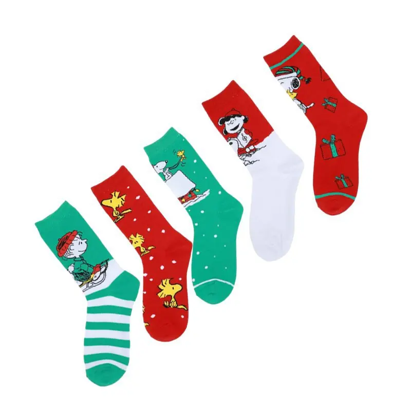 Kawaii Snoopy Cartoon Christmas Socks Anime Snoopy Women\'s Mid Tube Cotton Socks Student Ventilate Sports Socks Gifts Gifts Toys