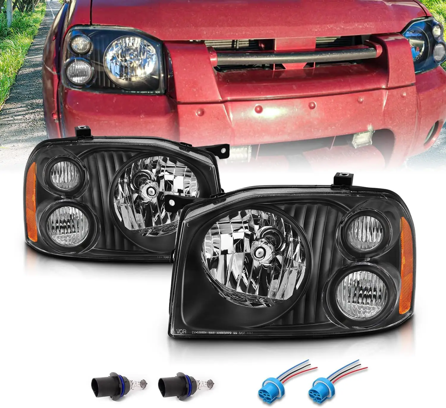 

Сменные галогенные фары 2001-2004 для пикапа Nissan Frontier D22 Base/SE/SC/XE (пара) с лампой дальнего/ближнего света, автомобиль