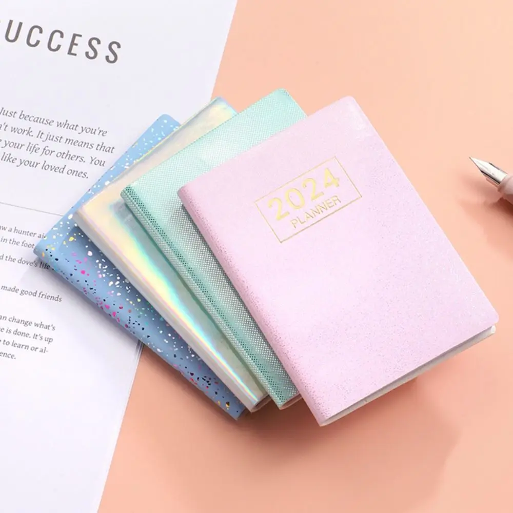 High Quality A7 2024 Agenda Book with Calendar Pocket Diary Weekly Planner Dazzling Colorful Notebooks Students