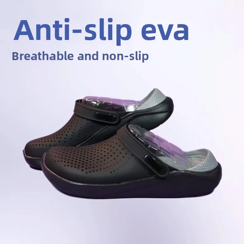 

Мужские пляжные тапочки с отверстиями, дышащие водонепроницаемые нескользящие универсальные сандалии на плоской подошве
