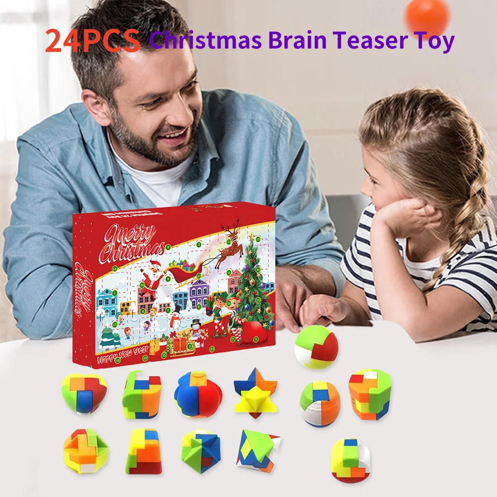 Christmas Advent Calendar Metal Wire Brain Teaser Puzzles 2024 Christmas Countdown Calendar with 24pcs Children Fidget Toy Gifts