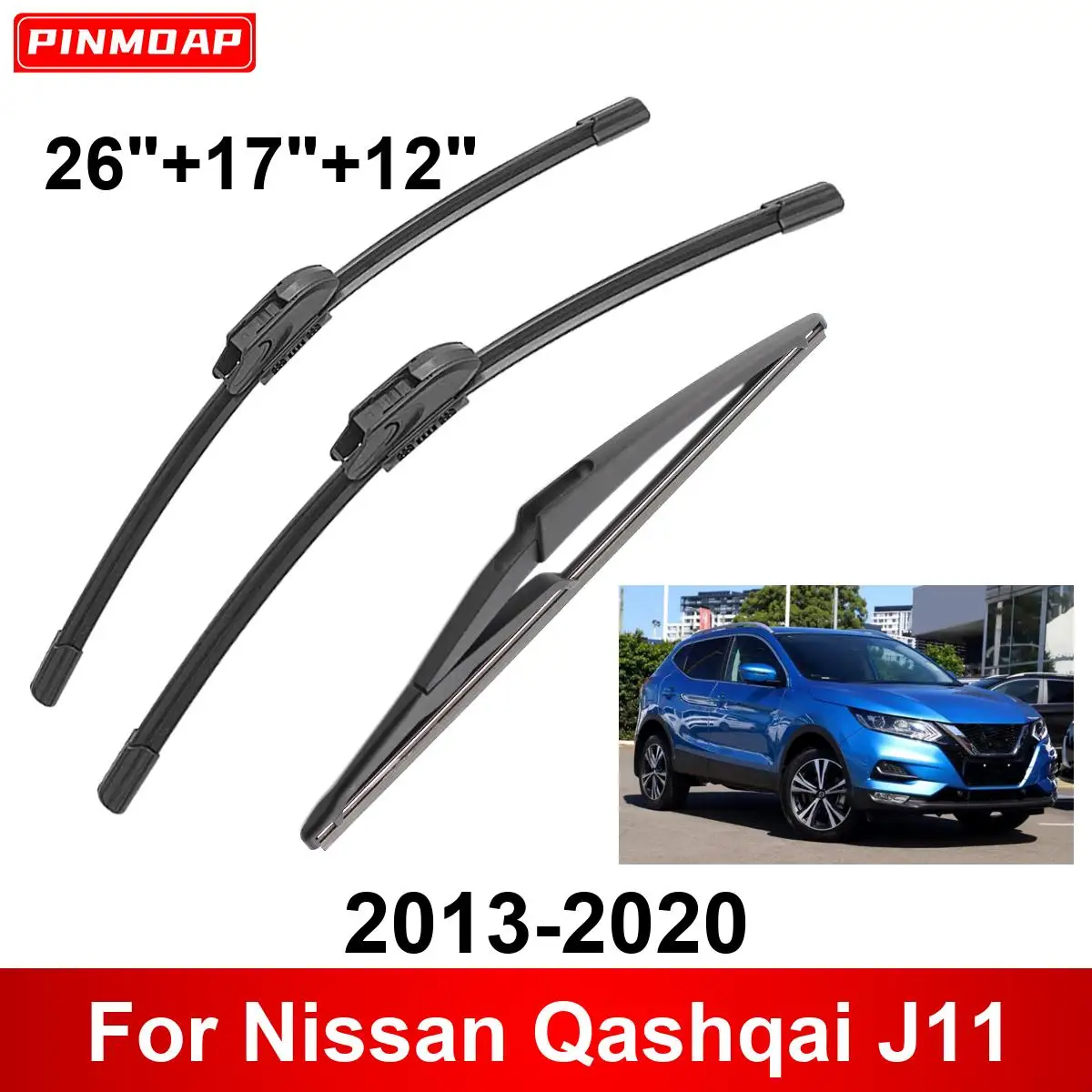 3PCS Car Wiper For Nissan Qashqai J11 2013-2020 Front Rear Wiper Blades Brushes Auto Accessories 2015 2016 2017 2018 2019 2020