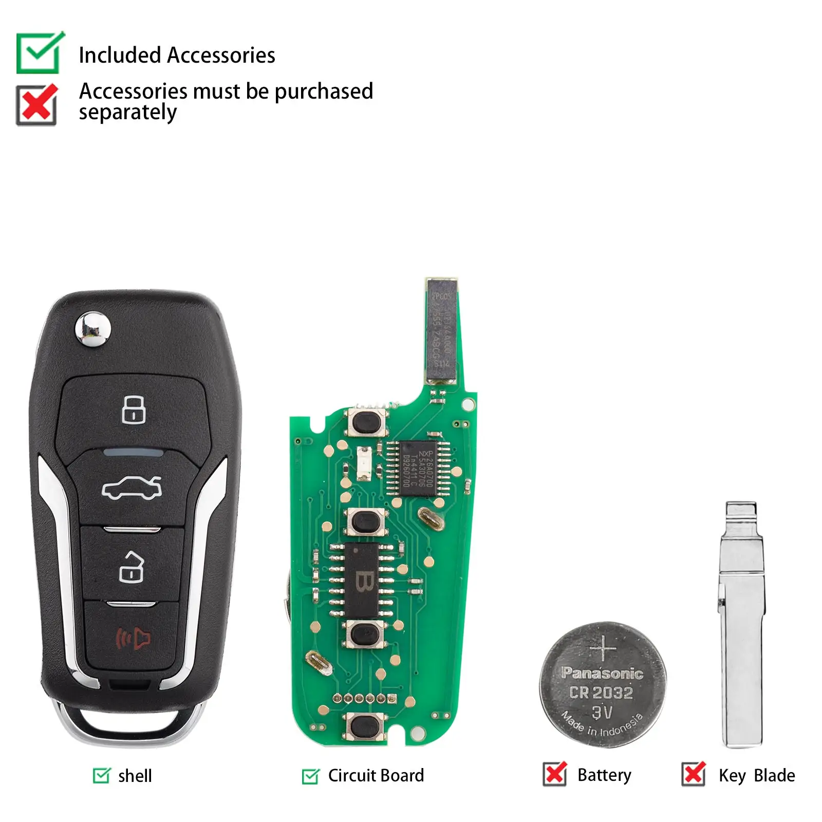 KEYDIY KD NB12-4 NB Series Universal Flip Remote Key 4 Buttons Compatible Replacement Solution for Ford Type Vehicles - view 2