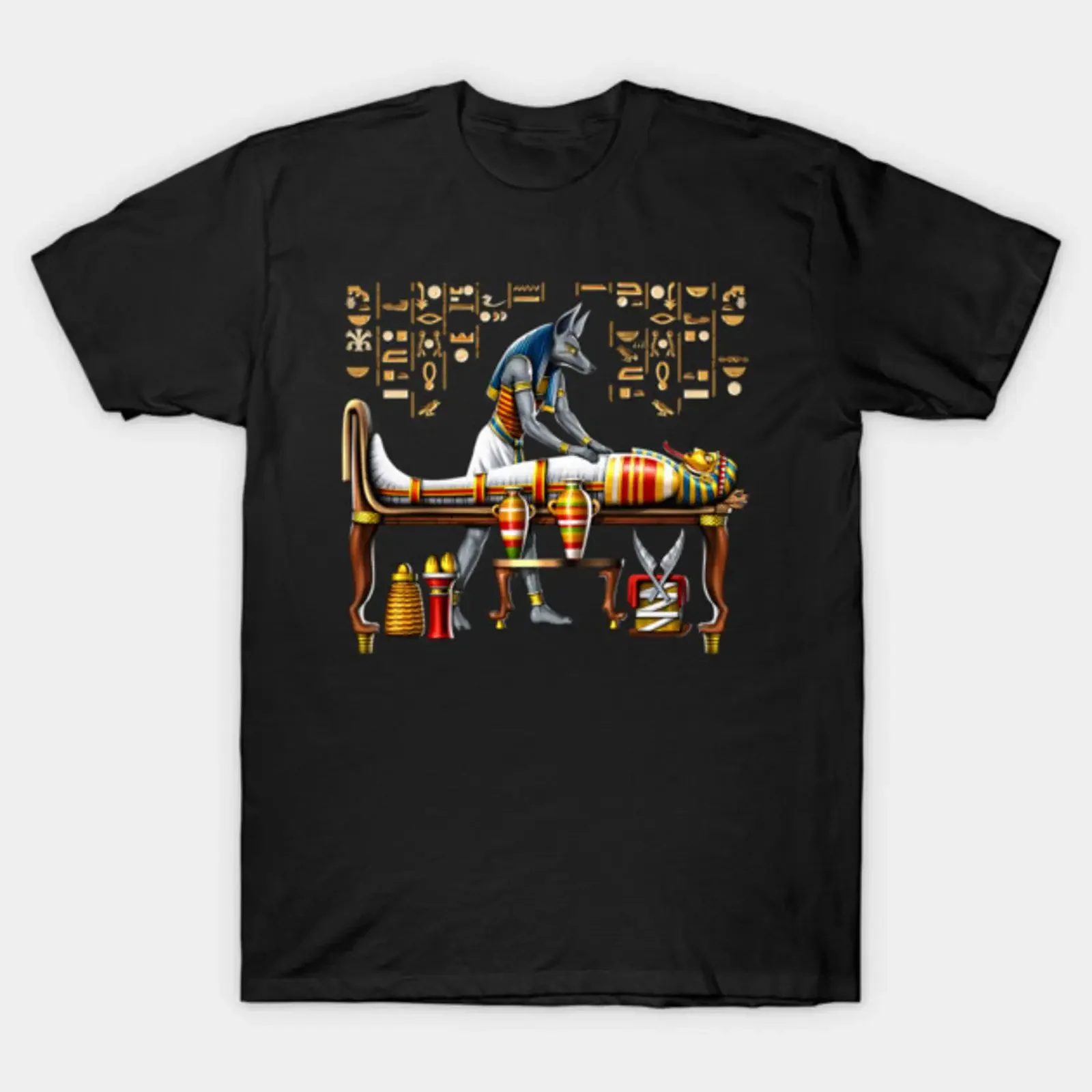 Anubis Egyptian God T Shirt vintage Washed Comfortable Soft Slightly homme Unisex fashion Stretched designer clothes graphic