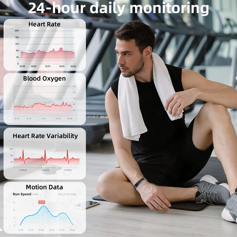2025 New Smart Bracelet 24H Sleep Tracker All-Day Continuous Heart Rate Monitor Step Counting Sport Fitness Smart Watch Band Men