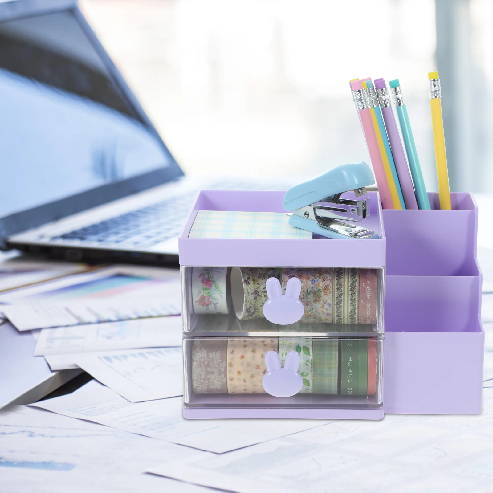

Drawer Pen Holder Storage File Boxes Desk Organizer with Drawers Office Accessories Pp Filing Containers for Organizing