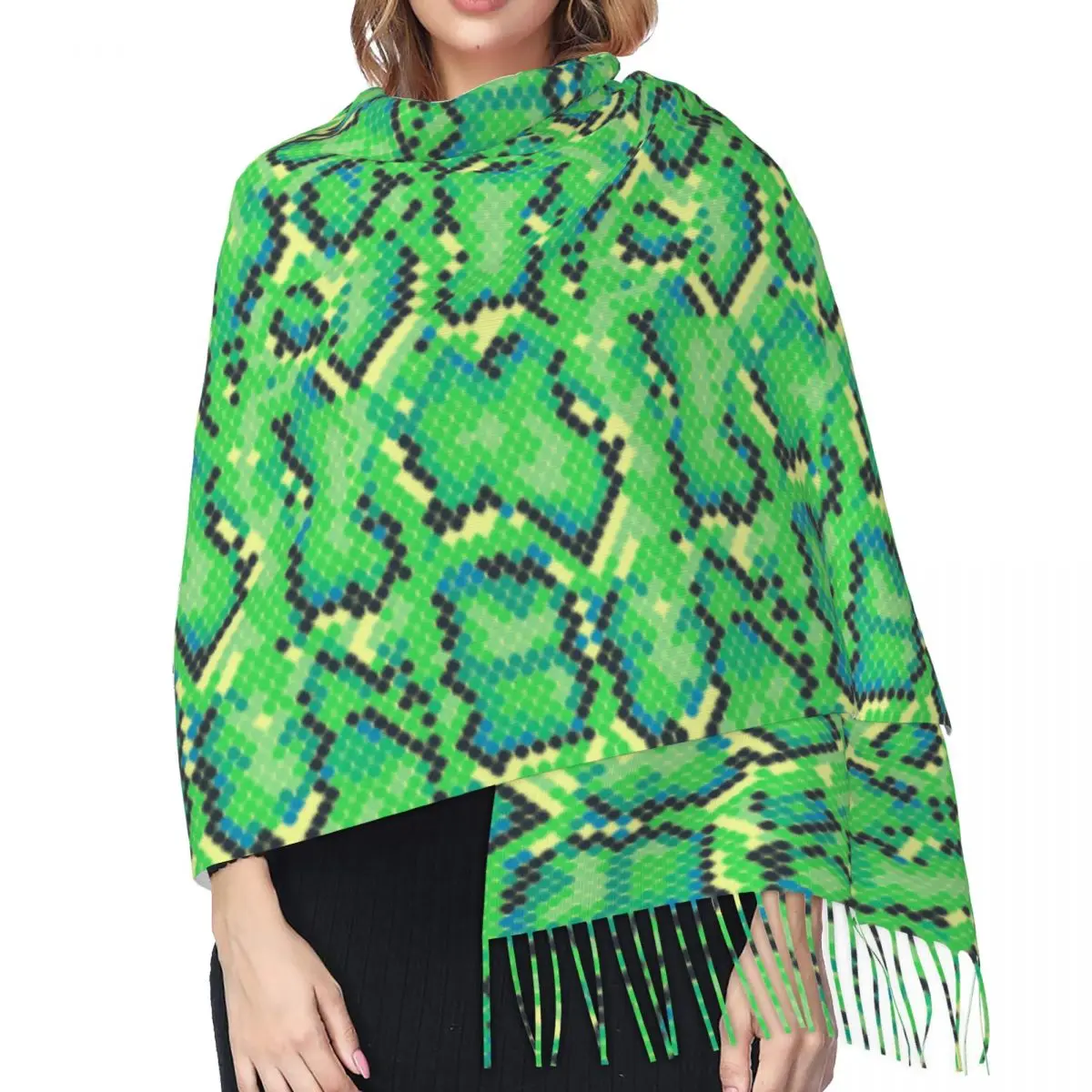 Snake Skin Women's Pashmina Shawl Wraps Fringe Scarf Long Large Scarf