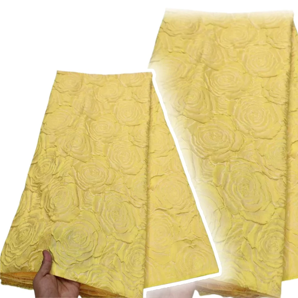 

2025 High Quality African Nigerian Gilding Tulle Lace Fabric Organza Embroidery Brocade Jacquard For Party Gown Dress 1147