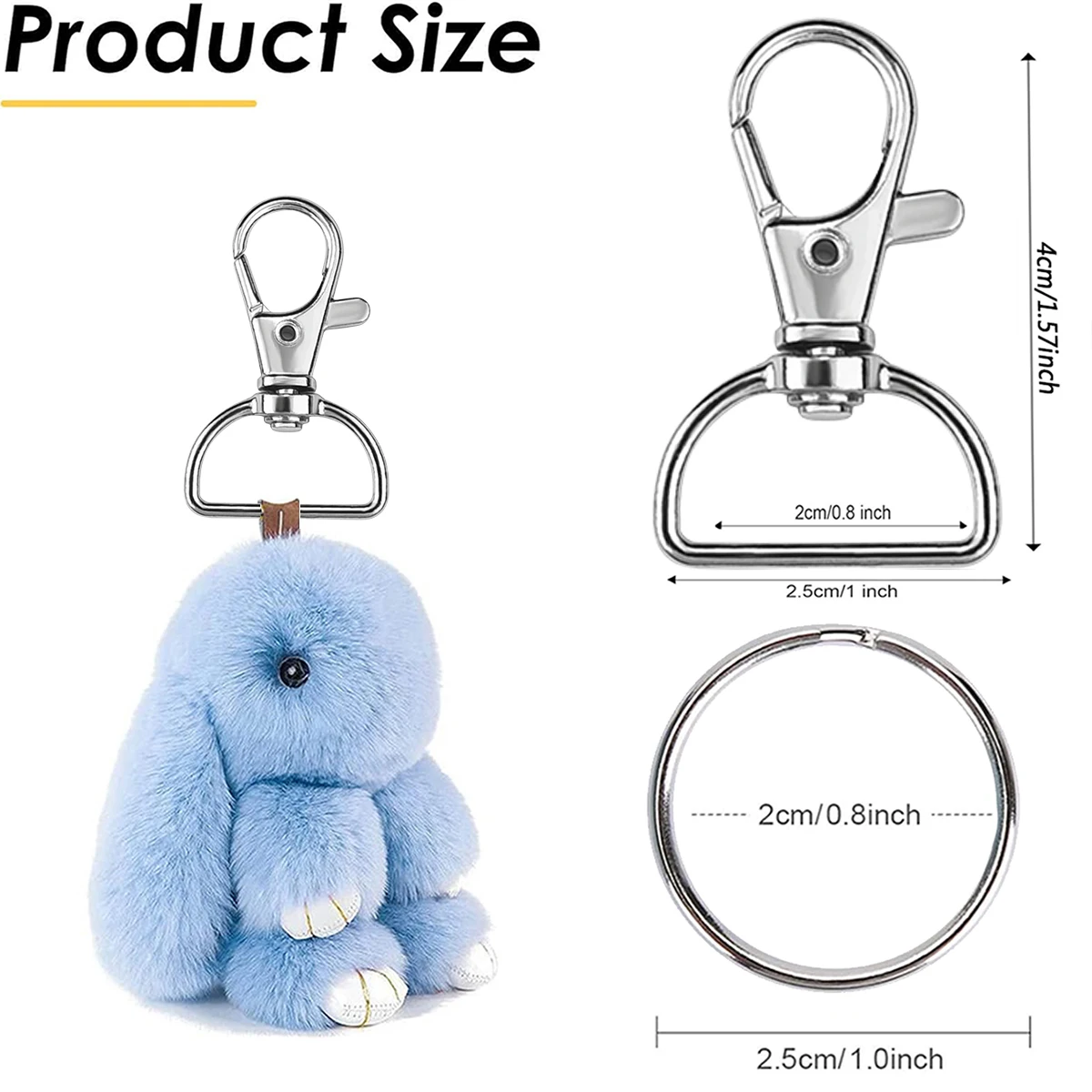 20/50 مفتاح سلسلة خطاف مشبك مع حلقة رئيسية DIY بها بنفسك الحرف اليدوية D حلقة كليب الحبل ملحقات الأجهزة مناسبة لصنع سلسلة المفاتيح #2