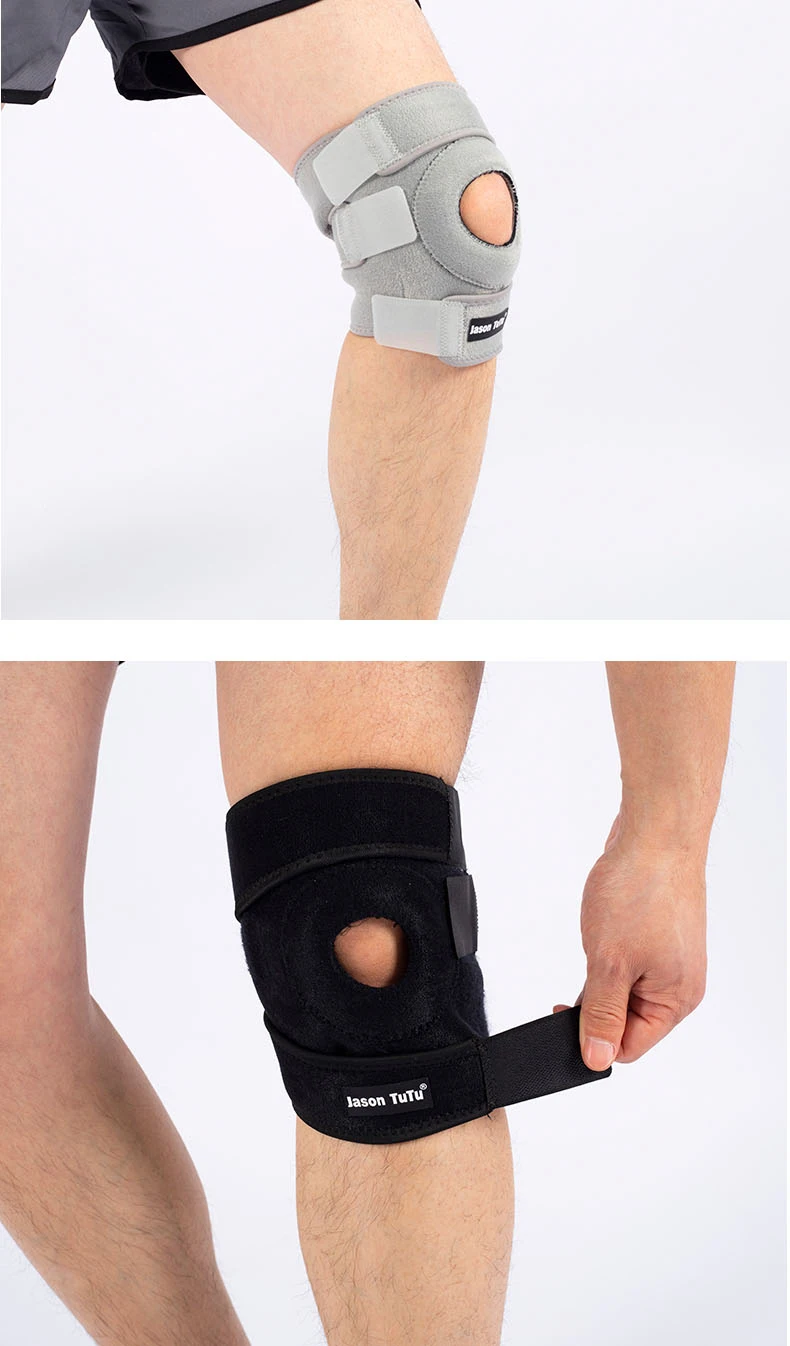 1-teilige Kniestütze mit offenem Patella-Design und verstellbarem Klettverschluss für Laufen, Radfahren, Aerobic, Fitness ﻿ – Detail 10