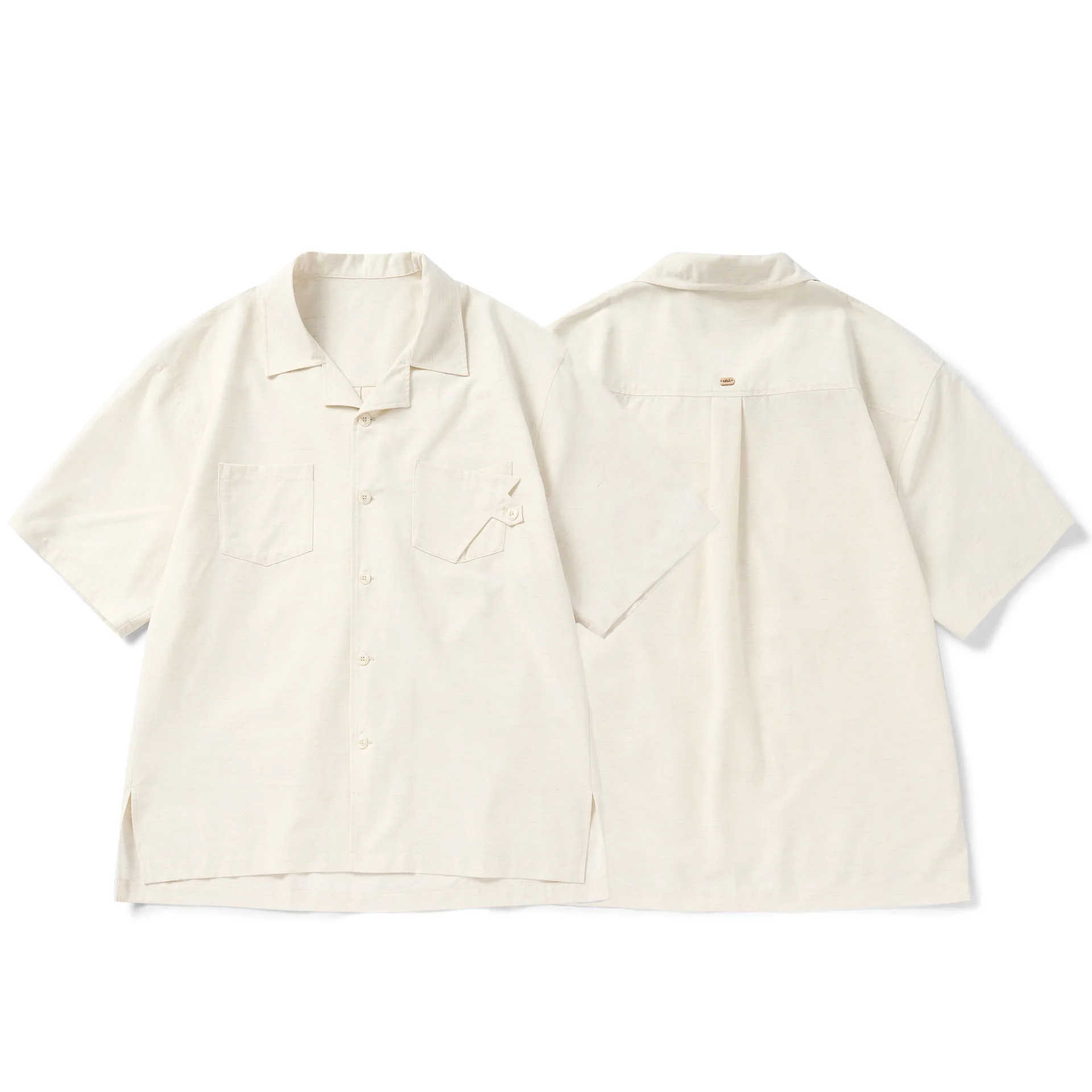 Linen Blend Summer Japanese Amikaji Multi Pocket Workwear Short Sleeved Shirt Loose Cuban Collar