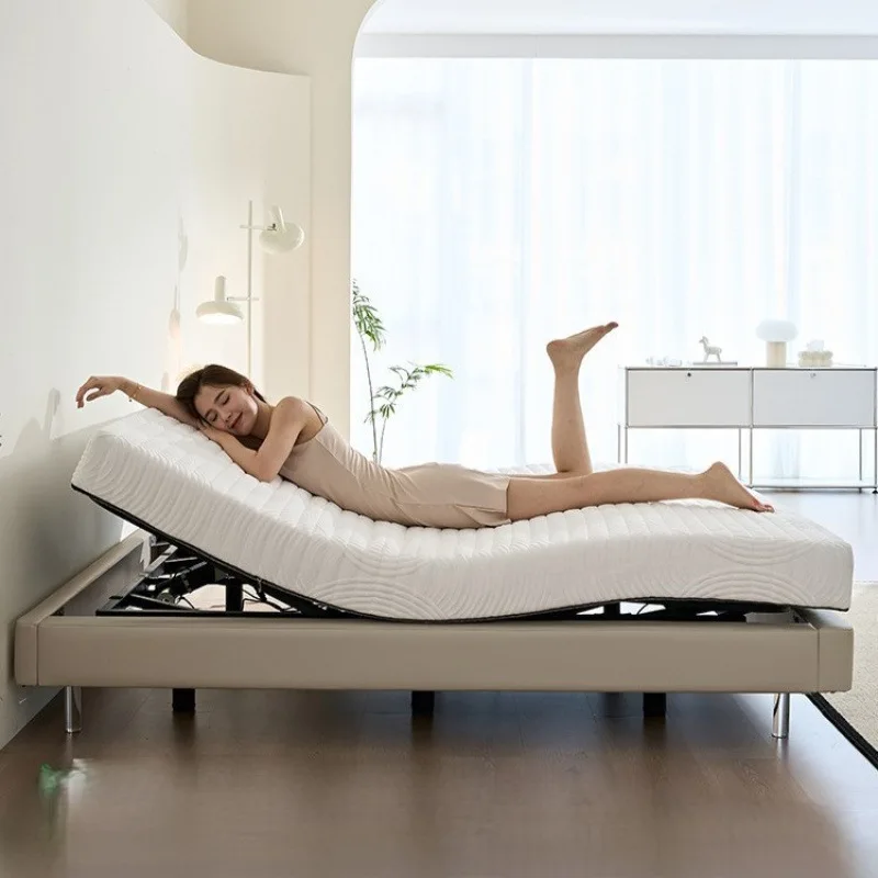 Multifunctional electric intelligent liftable small apartment bed without backrest Internet celebrity bed flush edge