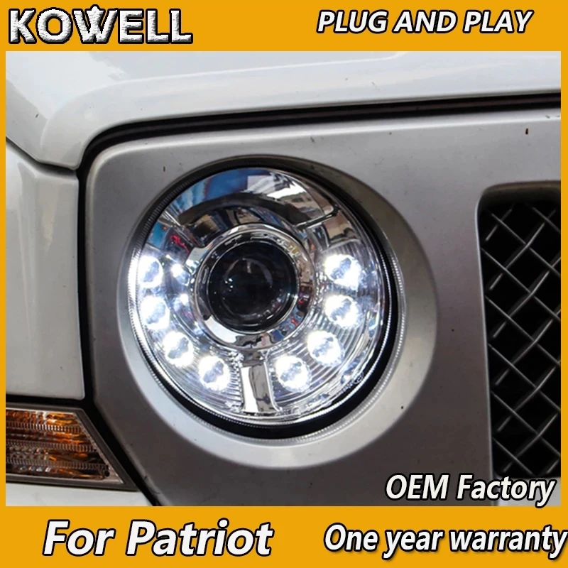 KOWELL Car Styling for Jeep Patriot Headlights 2010-2014 Jeep Patriot Head Light DRL Turn Signal Low High Beam Projector Lens