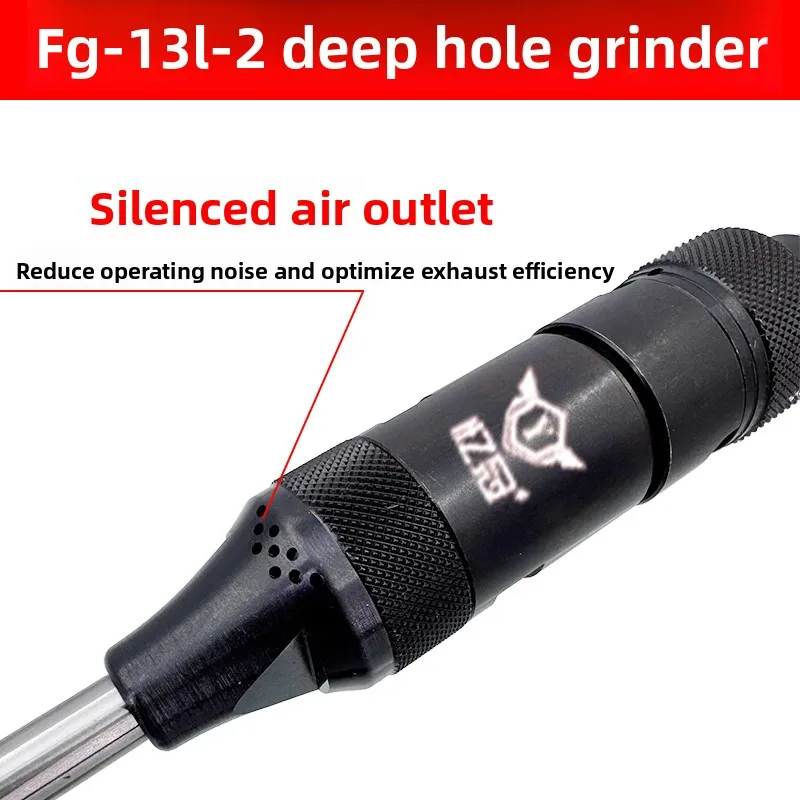 Long-handled pneumatic deep hole engraving machine with 6mm chuck, high-power straight grinder for narrow area polishing