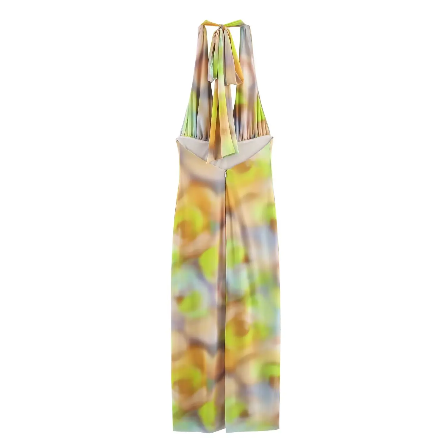 2023 neue Dünnes Kleid Frau V-ausschnitt Gedruckt Neckholder Kleid Frauen Sommer Ärmelloses MIDI Kleid Frau Midi Kleider