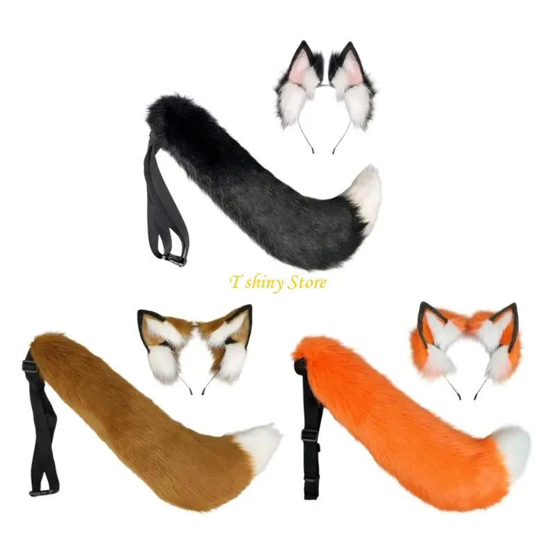 

N58f Foxes Hebdss с плюшевым хвостом Halloween Party Accessory для женщин
