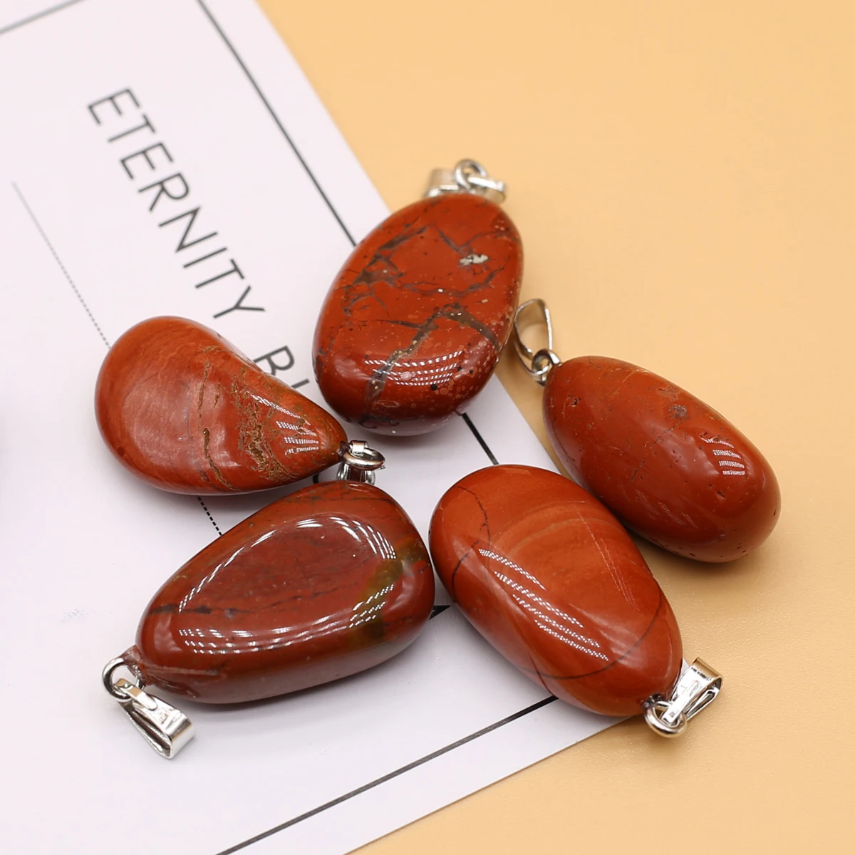 5pcs Natural Gem Red Stone Irregular Shape Pendant Handmade Crafts DIY Necklace Charm Gift Jewelry Accessories