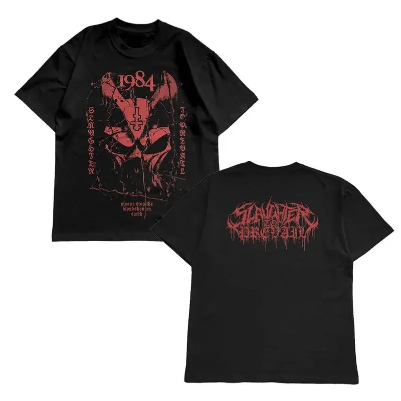 Punk Y2K Short Sleeve Slaughter To Prevail Band T-Shirt Fashion Street Trend Short Sleeve Cotton Comfortable Loose Clothing