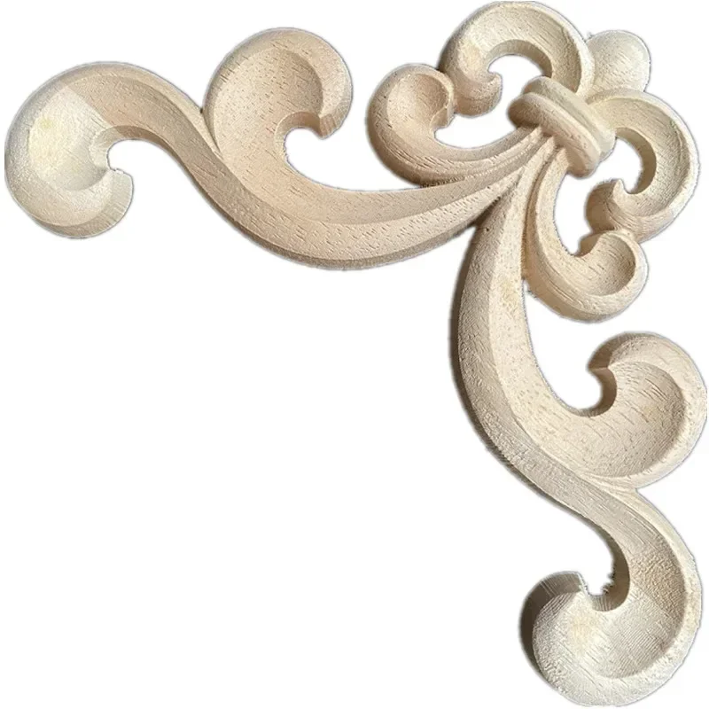 16cm Wood Carved Corner Onlay Applique Door Cabinet Rose Unpainted Wood Applique Furniture Home Door Decor DIY Furniture Decor
