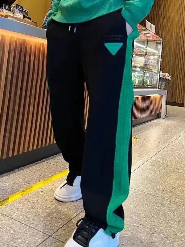 

plus Size Men's Casual Pants Spring Autumn Straight Leg Loose Fit Trendy Brand Two Tone Sweatpants Cuffed Patchwork Spor Tr...