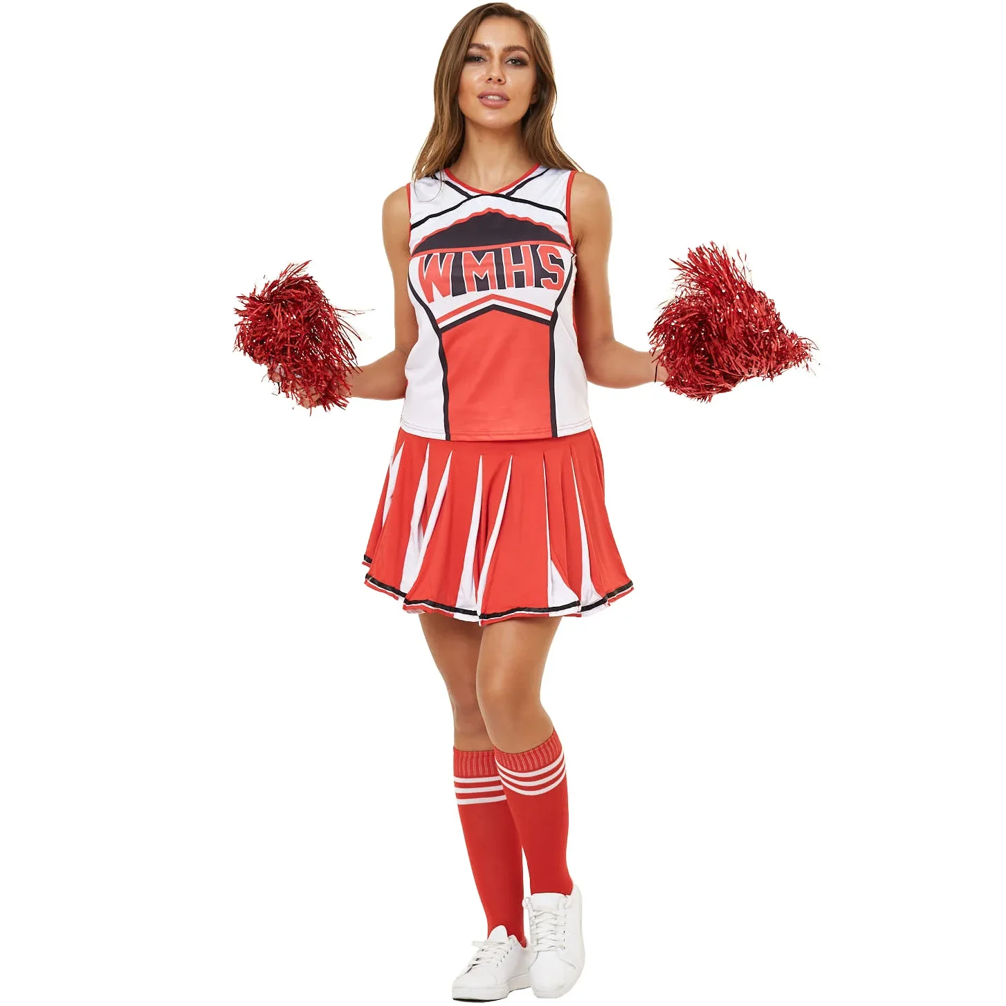 2024 New Blue Red Sexy Cheerleader Costume High School Girl Musical Cheerleading Uniform Sport Cheer Fancy Dress 2-piece Set