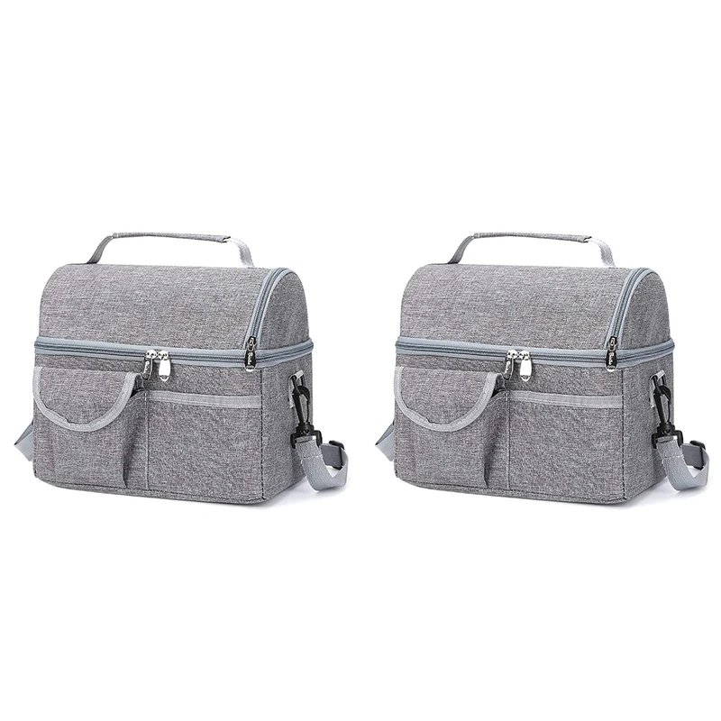 2X Large Picnic Cooler Bag Insulated Lunch Bag For Women Men Kids Picnic Bag, Adjustable Shoulder Strap, Double Layer