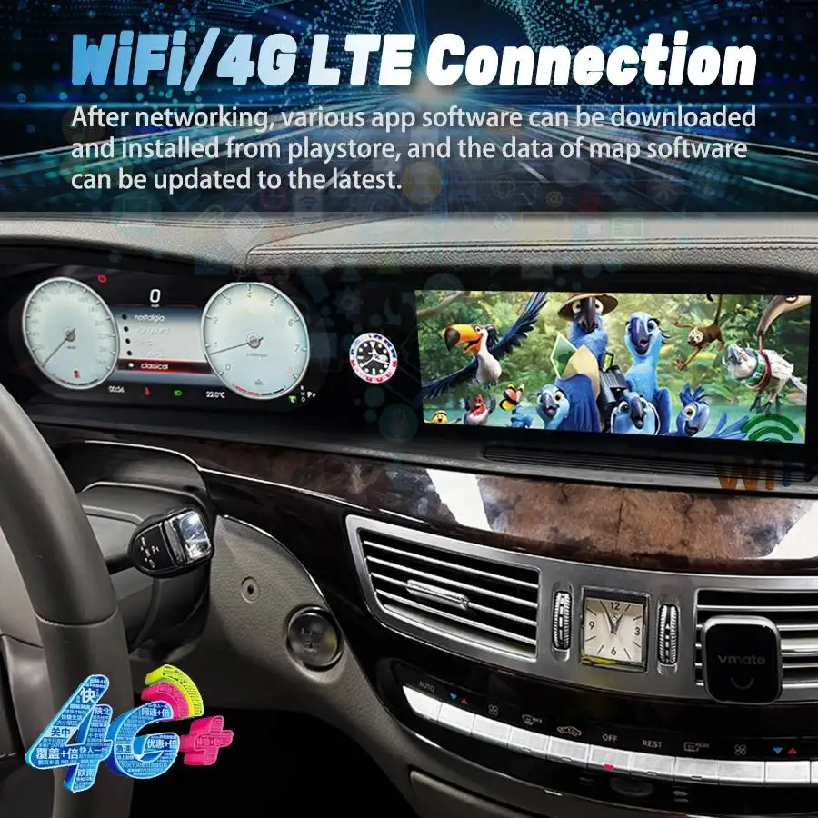 3-in-1 Integrated LCD Dual Screen For Benz S Class W221 S250 2006 - 2013 Carplay Android Video Player GPS Car Radio Multimedia