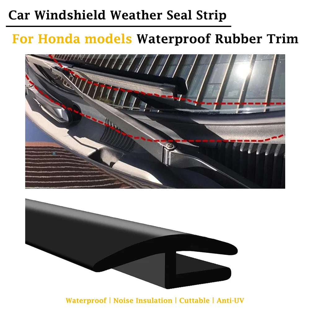 6Ft Anti-UV Windshield Weather Seal Strip For Honda Models Durable Rubber Trim Molding Cover Reduce Wind Noise Car Accessories