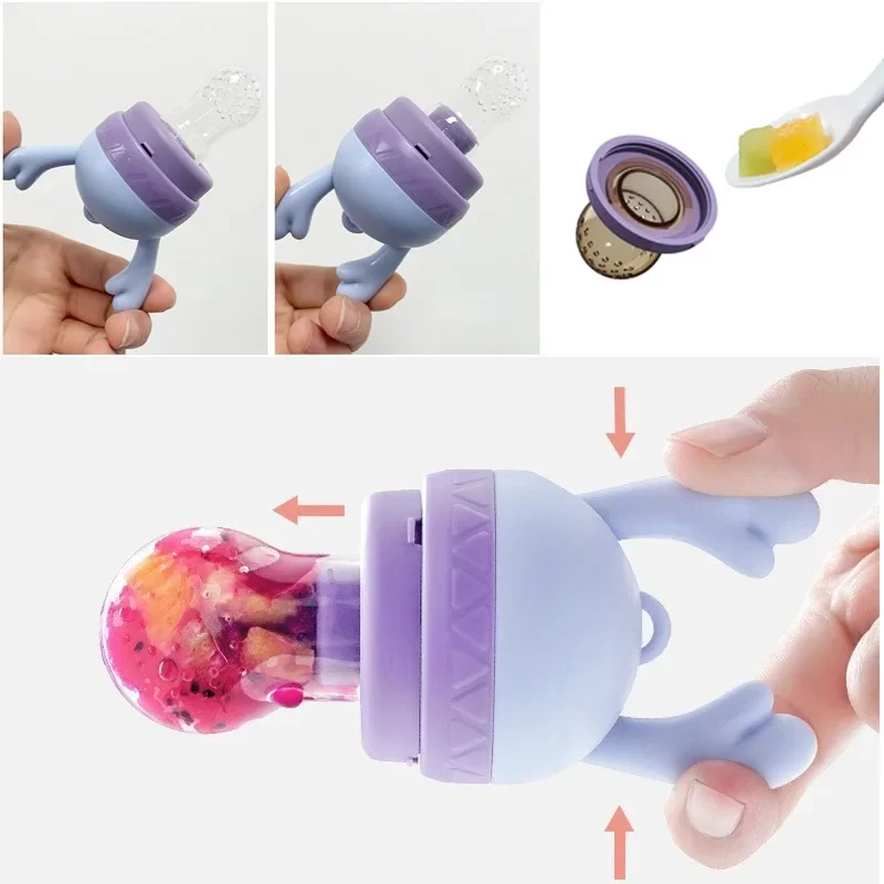 3PCS Baby Silicone Bite Bag Food Grade Silicone Teething Toys Teething Baby Complementary Food Grinder Deer Shape Fruit Feeder