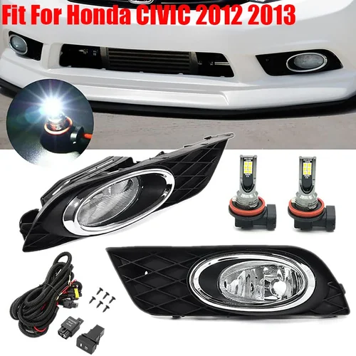 Imagen 2 del producto Conjunto de faros antiniebla para parachoques delantero, accesorios para coche para Honda Civic Sedan 2009-2013, lámpara de señal de luz antiniebla izquierda y derecha con arnés