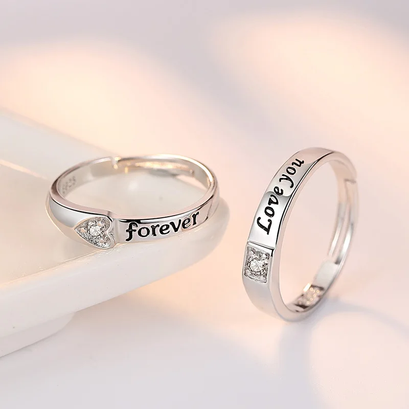 High Quality Gift Jewelry Lady's Fashion Crystal Forever 925 Sterling Silver Couple Rings For Men XY0368