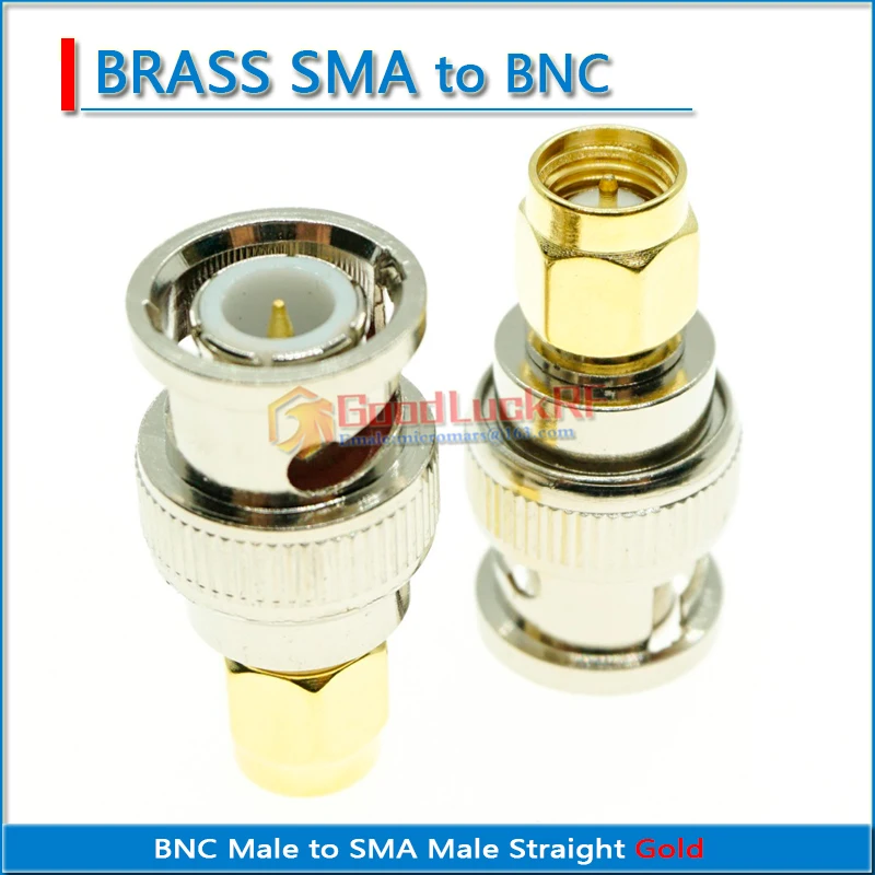 

BNC To SMA Connector Socket Brooches Q9 BNC Male to SMA Male Plug Nickel Plated Brass Straight Coaxial RF Adapters