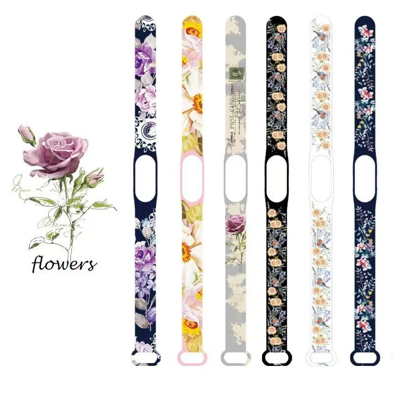 

New Xiaomi printed watch strap suitable for Xiaomi 3 4 5 6 7 generation smart watch strap replacement 8 9 10 girls' series