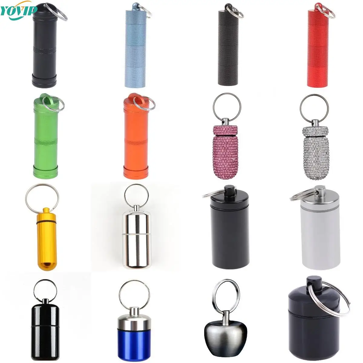 Mini Drug Bottle Holder Aluminum Alloy Medicine Container Small Portable Pill Box Case Waterproof Keychain Keep Tool