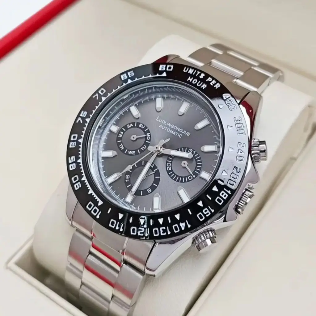 

Роскошные элитные деловые мужские механические часы в европейском и американском стиле, с автоматическим заводом, круглый циферблат, дизайн со скелетом, ремешок из нержавеющей стали, элитные легкие роскошные модные повседневные стильные красивые мужские ч