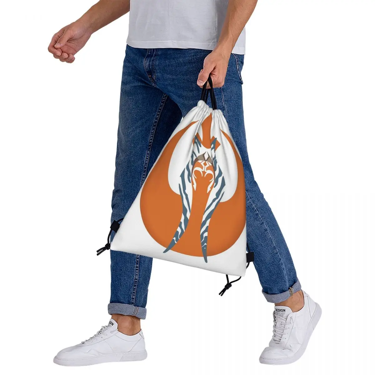 Ahsoka-mochila informal con cordón para hombre y mujer, bolso portátil con bolsillo para zapatos, para libros y estudiantes