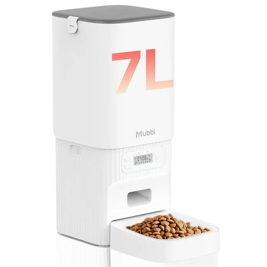 

Автоматические кормушки для кошек, 7 л, 29 порций, автоматическая кормушка для собак с пакетом-осушителем, на 16 приемов пищи, идеально подходит для сухого корма 215 мм, подходит для нескольких видов кормов.