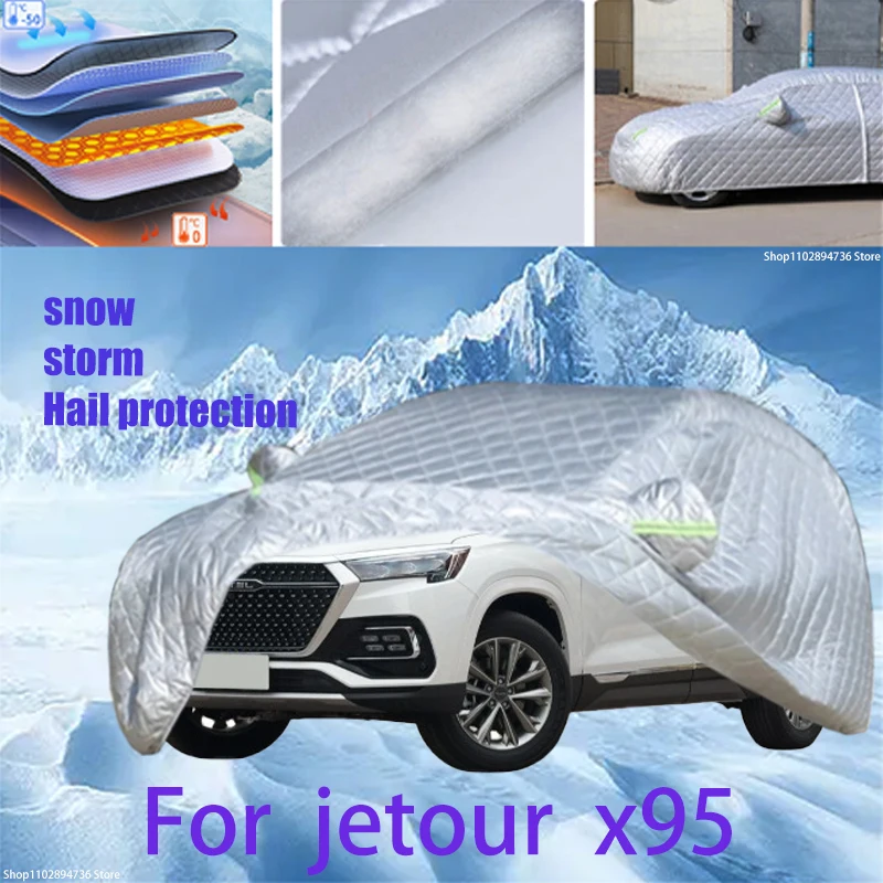 

For jetour x95 Outdoor Cotton Thickened Awning For Car Anti Hail Protection Snow Covers Sunshade Waterproof Dustproof