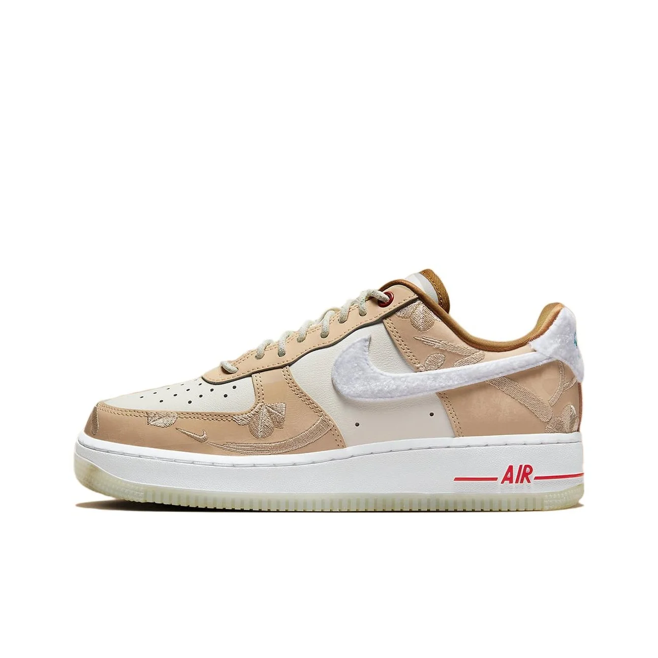 Nike Air Force 1 Skateboard Shoes Women's Low Top Beige/White/Red FD4341-101