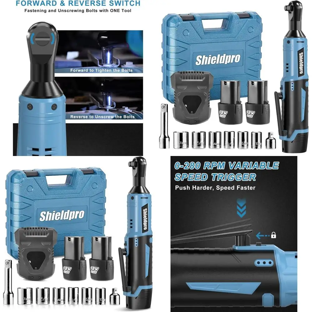 

3/8 40ft-lb Cordless Ratchet Wrench Kit with 2000mAh Batteries, Fast Charging & Accessories
