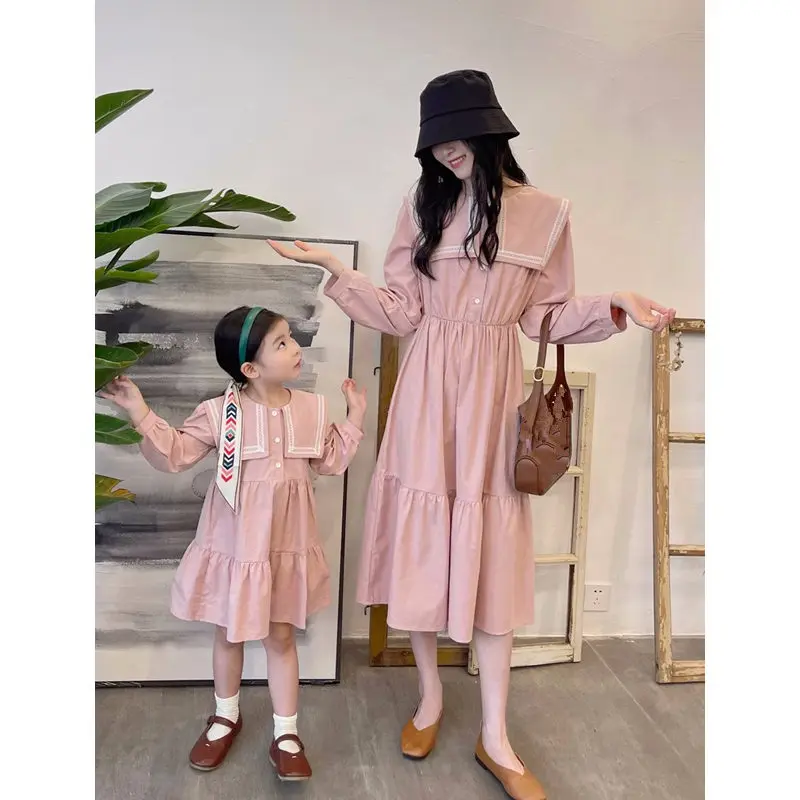 Mammy and Daughter Dress Mom and Baby Girl Matching Boutique Clothes Equal Mommy and Me Child Long Sleeve Dresses Women Clothing