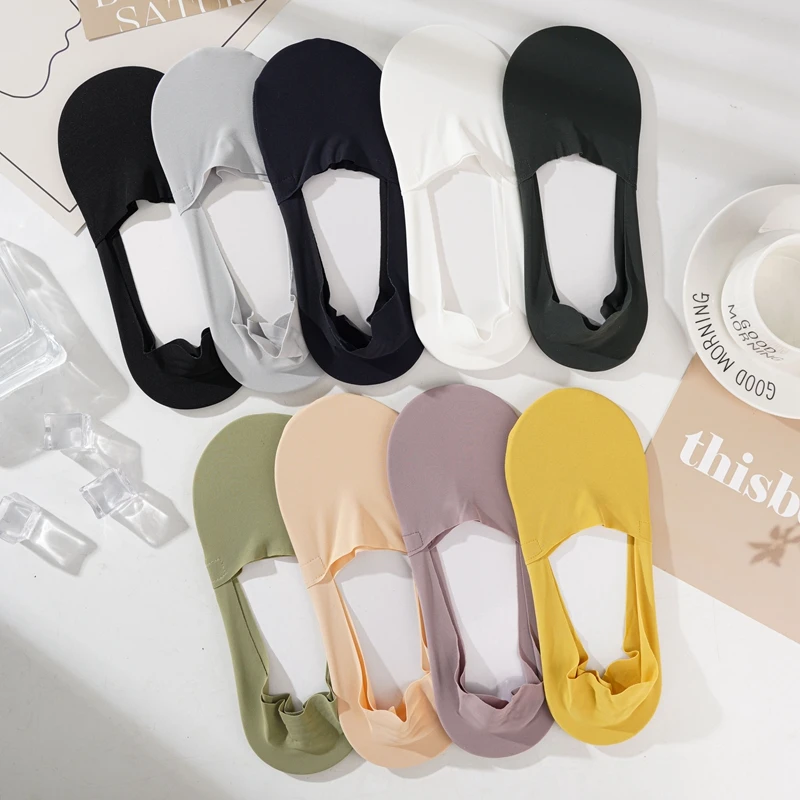 

3 Pairs Invisible Low Socks High Quality Matching Casual Couple Socks Breathable Silicone Non-Slip Comfortable Ice Silk Stock