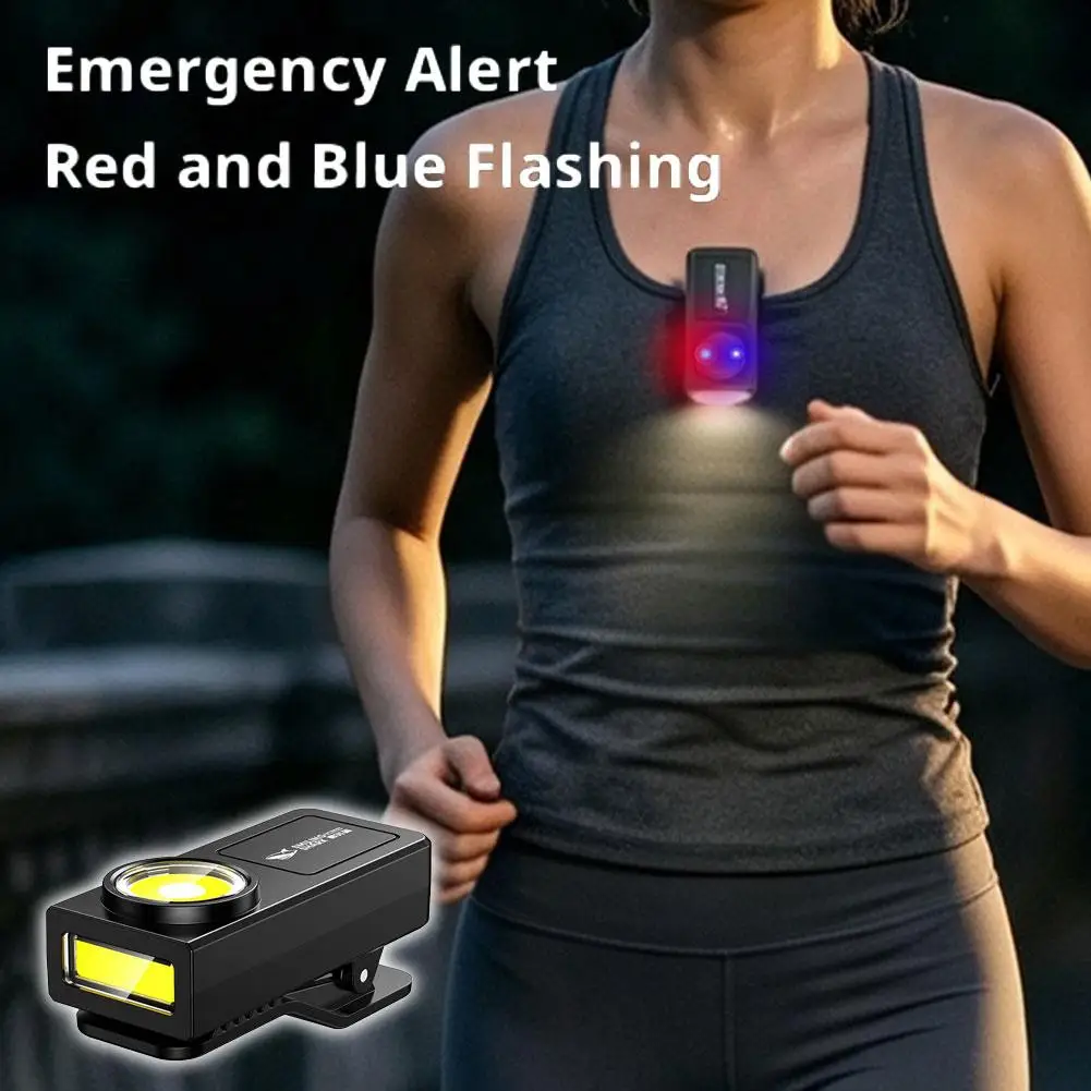 Outdoor Portable Lighting Clip Design With Magnetic Suction USB Charging Red And Blue Flashing Prompts