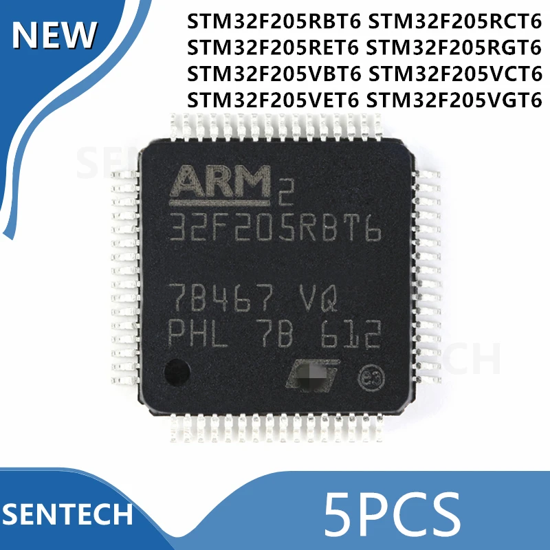 5Pcs/Lot New STM32F205RGT6 STM32F205RET6 STM32F205RCT6 STM32F205RBT6 STM32F205VGT6 STM32F205VET6 STM32F205VCT6 STM32F205VBT6