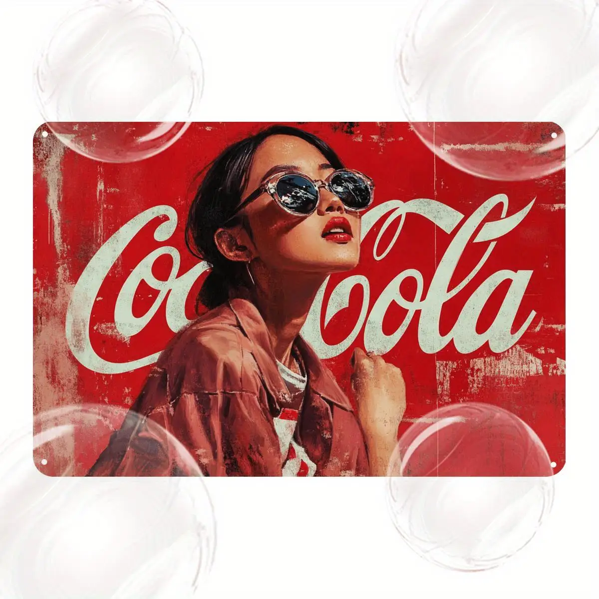 Classic Cola Metal Tin Sign - Retail Wall Art, Pre-Drilled for Easy Hanging, Suitable Home, Bar, Cafe or Garage Decor, Art Deco