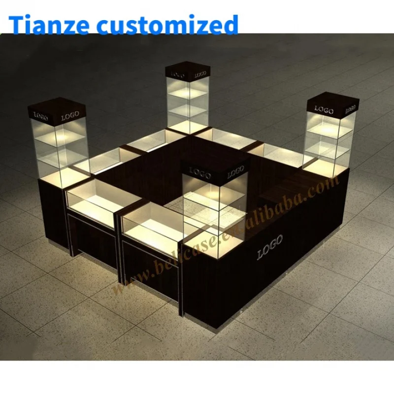 （customized）Wooden Optical Store Display Showcase Sunglasses Mall Kiosk